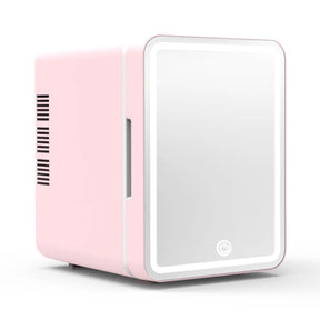 Mini geladeira skincare com LED para conservar cosméticos, cremes e máscaras com elegância e temperatura ideal