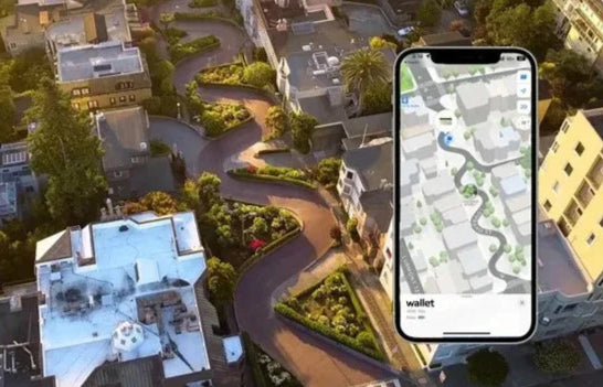 GPS compatível com Apple e Android, portátil e preciso.