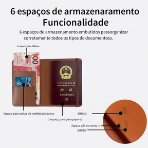 GPS rastreador para passaporte e documentos compatível com Apple e Android.
