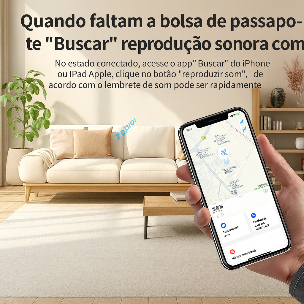 GPS rastreador para passaporte e documentos compatível com Apple e Android.