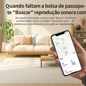 GPS rastreador para passaporte e documentos compatível com Apple e Android.