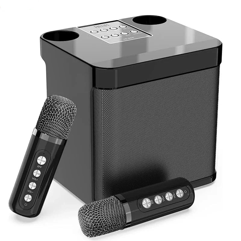 Karaokê com microfone e som potente para festas e diversão.