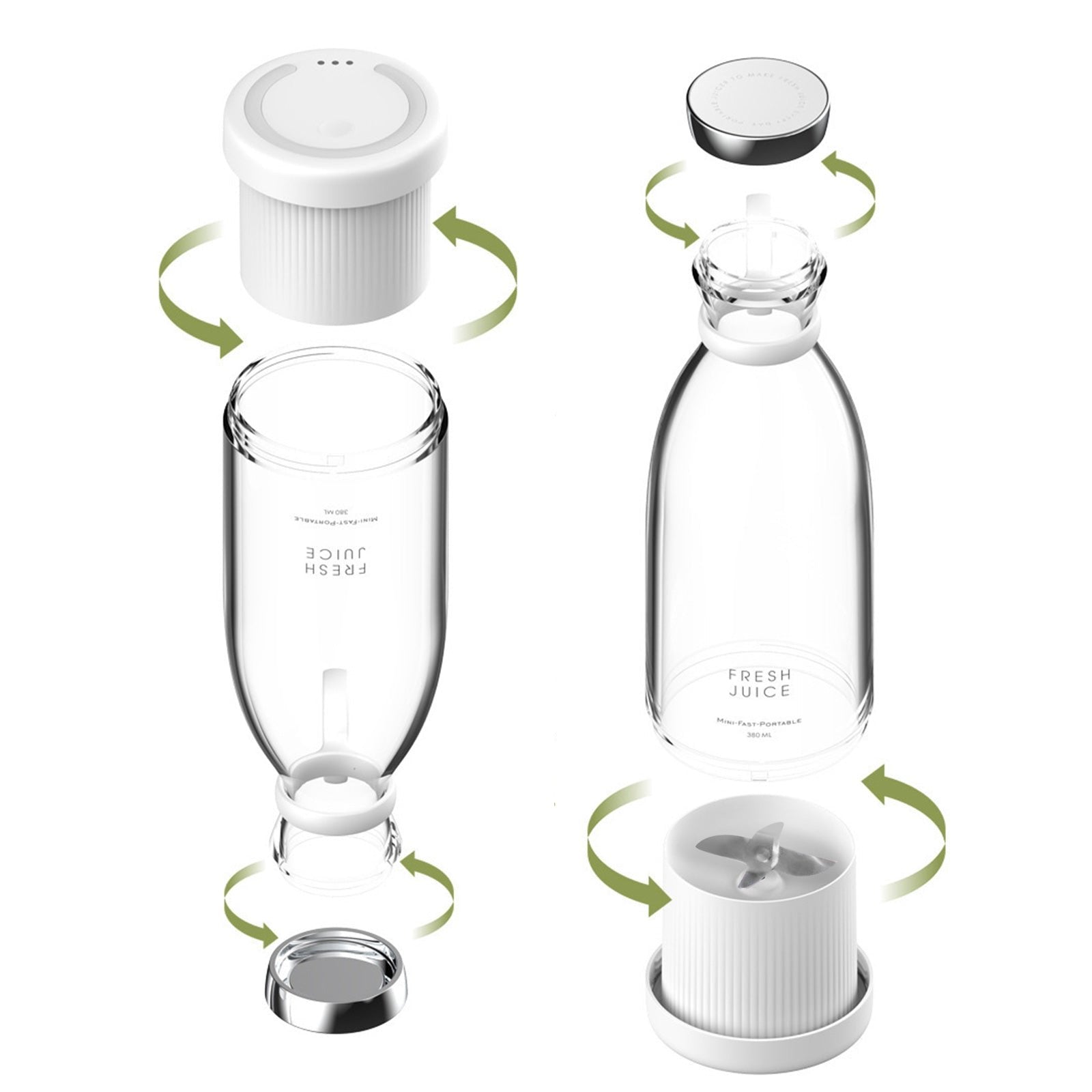 Liquidificador portátil recarregável, compacto e prático.