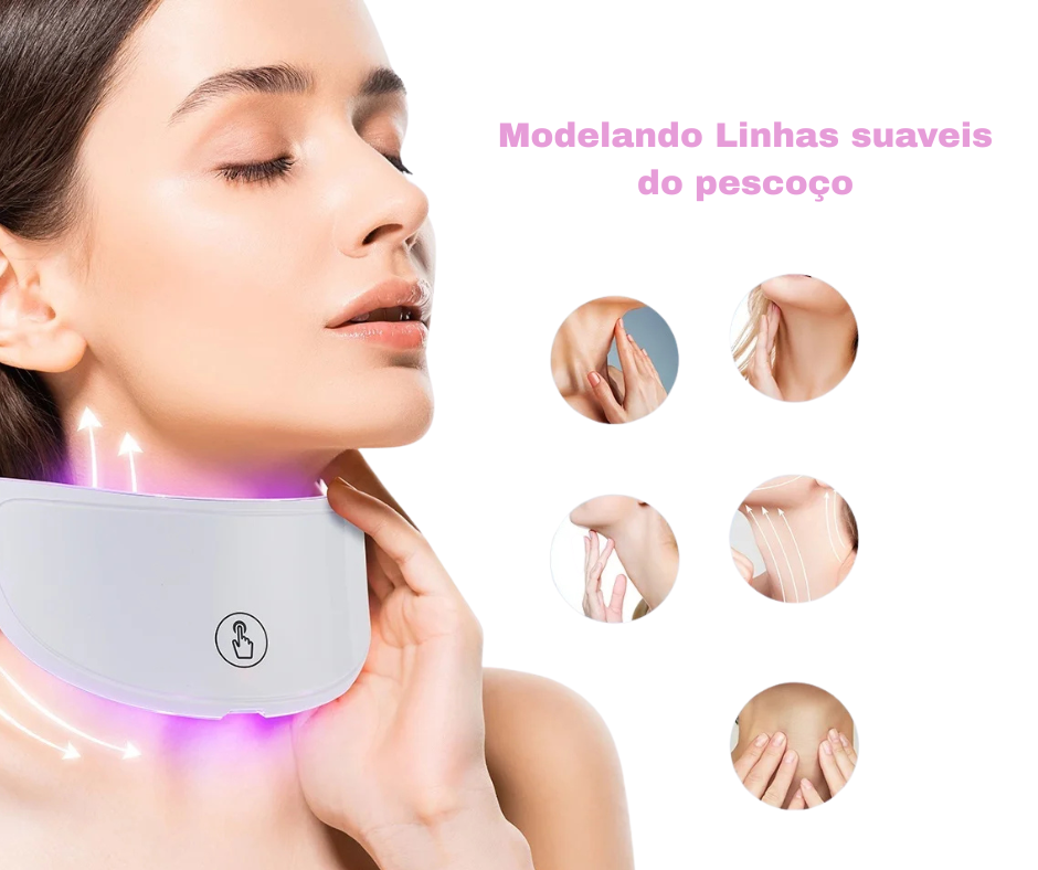 Máscara de LED multicolorida para modelagem facial e cuidados com a pele.