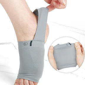 Meia de compressão OrthoFit preta, ideal para aliviar fascite plantar e esporão com conforto, respirabilidade e suporte ortopédico diário