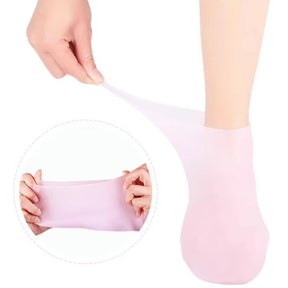 Meia de silicone hidratante para pés ressecados e confortáveis.