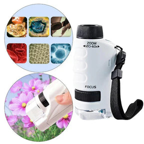 Mini microscópio infantil portátil e educativo para crianças.