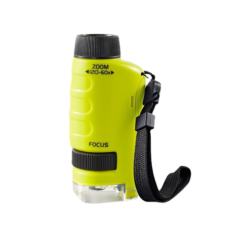 Mini microscópio infantil portátil e educativo para crianças.