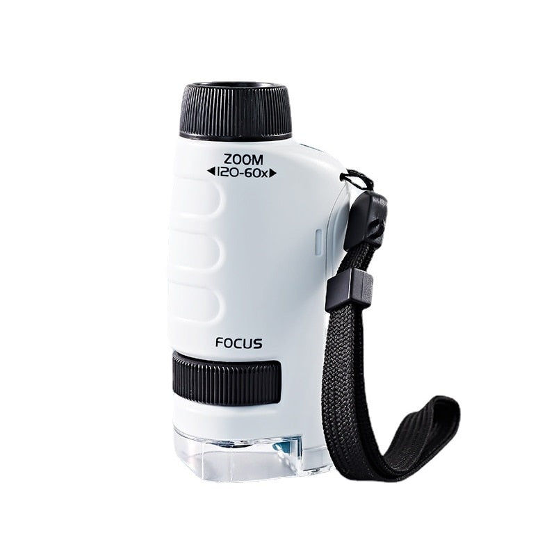 Mini microscópio infantil portátil e educativo para crianças.