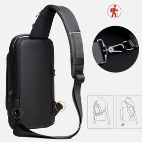 Mochila antifurto com trava por senha, porta USB para carregamento e compartimentos acolchoados para notebook, ideal para trabalho ou viagens