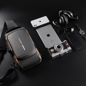 Mochila antifurto com trava por senha, porta USB para carregamento e compartimentos acolchoados para notebook, ideal para trabalho ou viagens