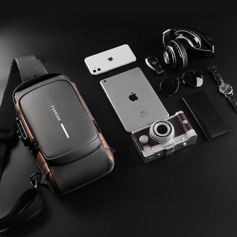 Mochila antifurto com trava por senha, porta USB para carregamento e compartimentos acolchoados para notebook, ideal para trabalho ou viagens