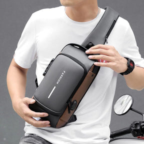 Mochila antifurto com trava por senha, porta USB para carregamento e compartimentos acolchoados para notebook, ideal para trabalho ou viagens