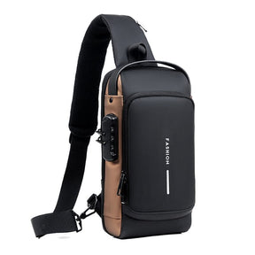 Mochila antifurto com trava por senha, porta USB para carregamento e compartimentos acolchoados para notebook, ideal para trabalho ou viagens