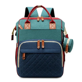 Mochila maternidade 3 em 1 com berço portátil, trocador embutido e compartimentos espaçosos para pais modernos