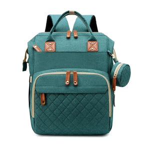 Mochila maternidade 3 em 1 com berço portátil, trocador embutido e compartimentos espaçosos para pais modernos