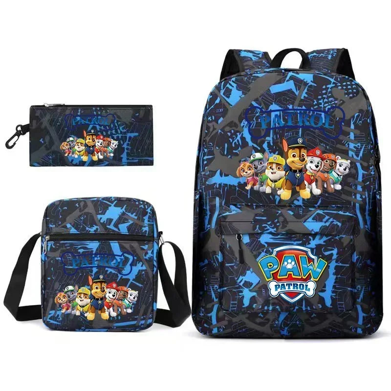 Mochila infantil Patrulha Canina com estampa colorida dos filhotes, material poliéster resistente, alças acolchoadas, bolsos laterais e design divertido, ideal para escola.