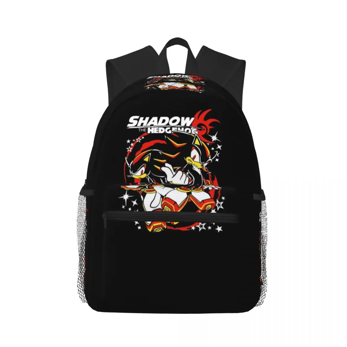 Mochila Sonic azul com ouriço hedgehog em pose dinâmica, alças acolchadas e detalhes 3D, perfeita para escola e fãs de games.