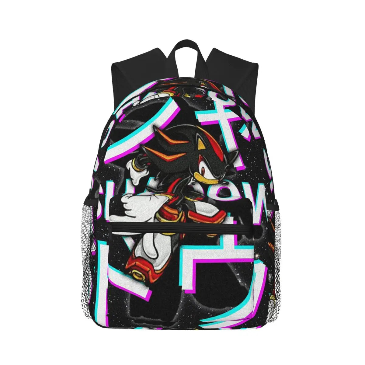 Mochila Sonic azul com ouriço hedgehog em pose dinâmica, alças acolchadas e detalhes 3D, perfeita para escola e fãs de games.