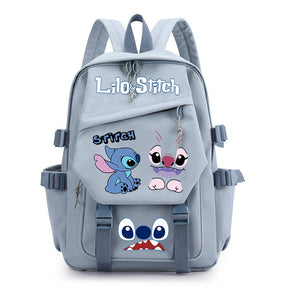 Mochila escolar fofa do Stitch da Disney, azul com orelhas 3D, resistente e confortável para crianças