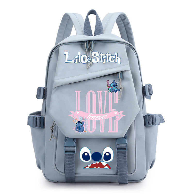 Mochila escolar fofa do Stitch da Disney, azul com orelhas 3D, resistente e confortável para crianças
