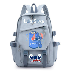 Mochila escolar fofa do Stitch da Disney, azul com orelhas 3D, resistente e confortável para crianças