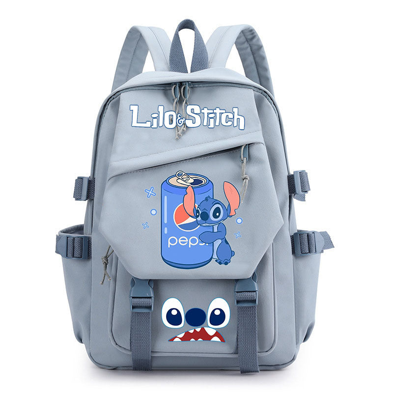 Mochila escolar fofa do Stitch da Disney, azul com orelhas 3D, resistente e confortável para crianças