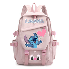 Mochila escolar fofa do Stitch da Disney, azul com orelhas 3D, resistente e confortável para crianças
