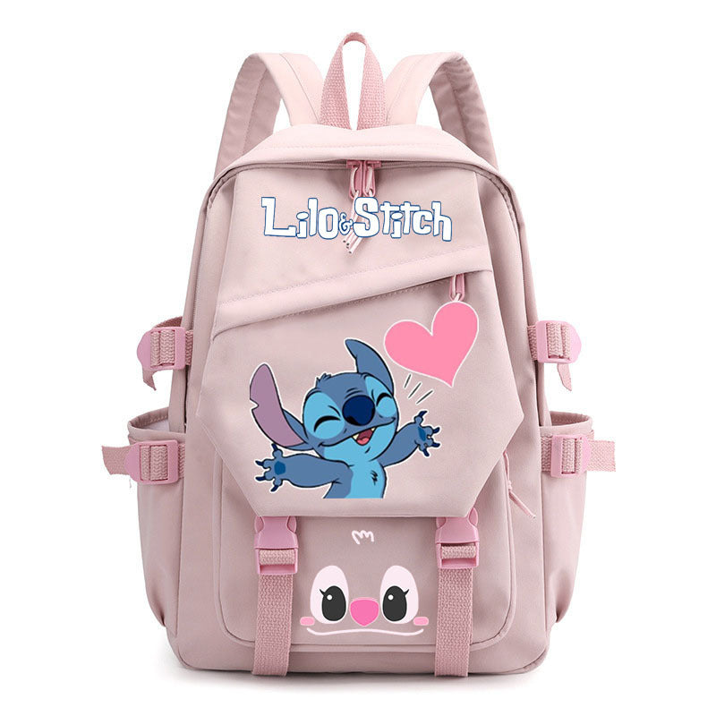 Mochila escolar fofa do Stitch da Disney, azul com orelhas 3D, resistente e confortável para crianças
