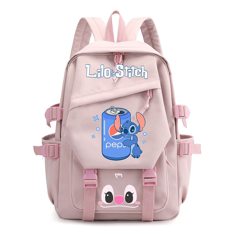 Mochila escolar fofa do Stitch da Disney, azul com orelhas 3D, resistente e confortável para crianças