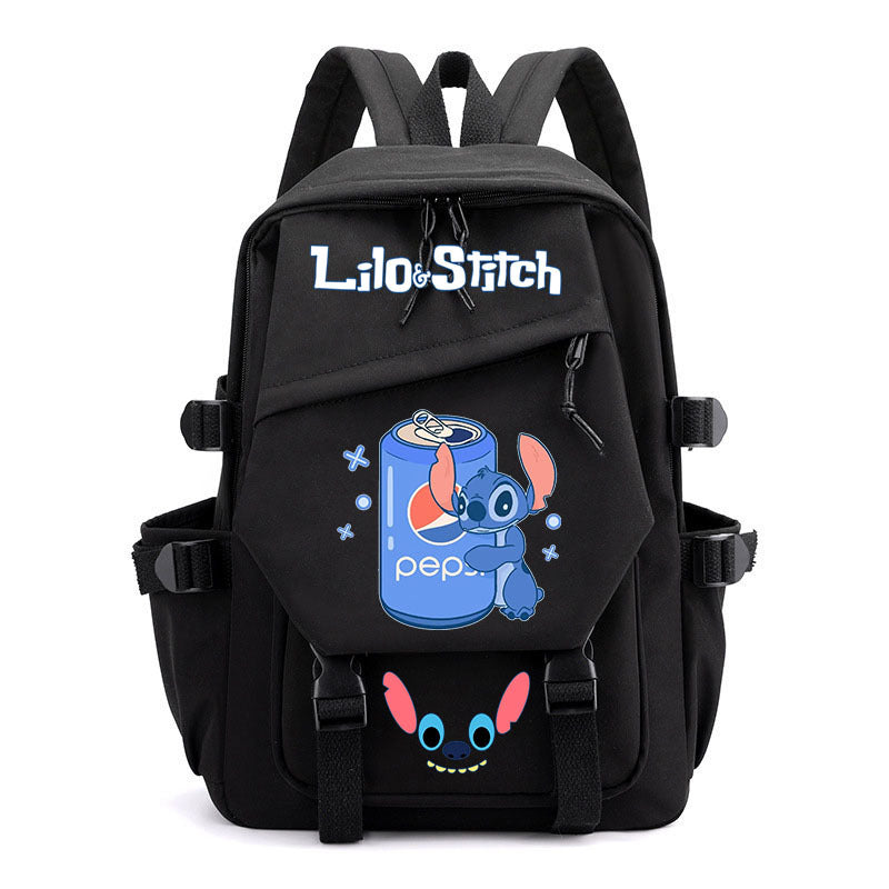Mochila escolar fofa do Stitch da Disney, azul com orelhas 3D, resistente e confortável para crianças