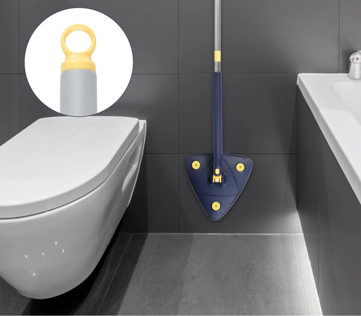 Mop giratório com balde centrífugo, cabo ergonômico e refil de microfibra. Ideal para limpeza profunda sem esforço em qualquer tipo de piso.