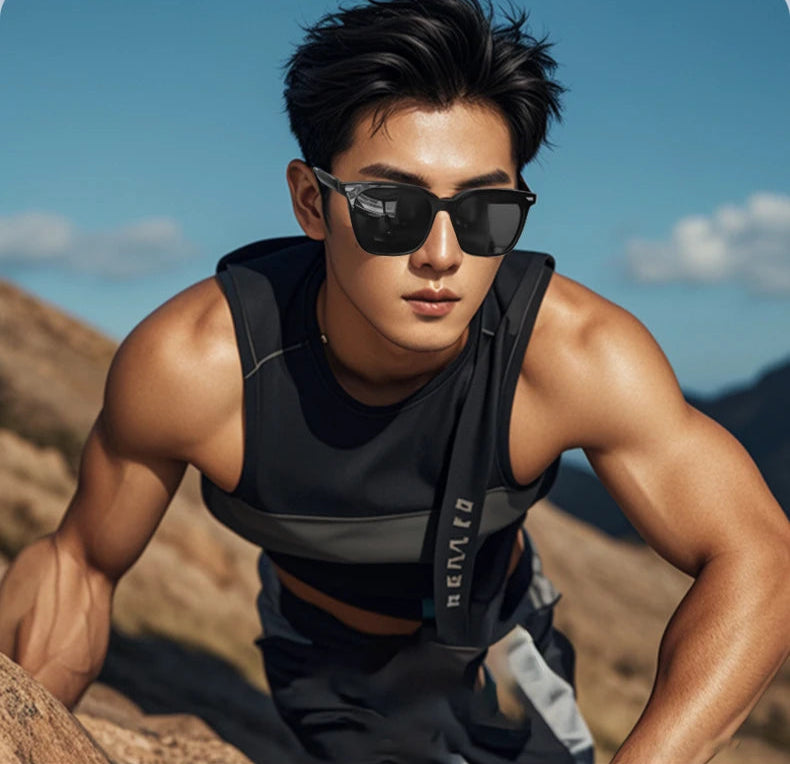 Óculos escuro masculino Bluetooth à prova d’água com proteção UV.