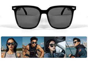 Óculos escuro masculino Bluetooth à prova d’água com proteção UV.