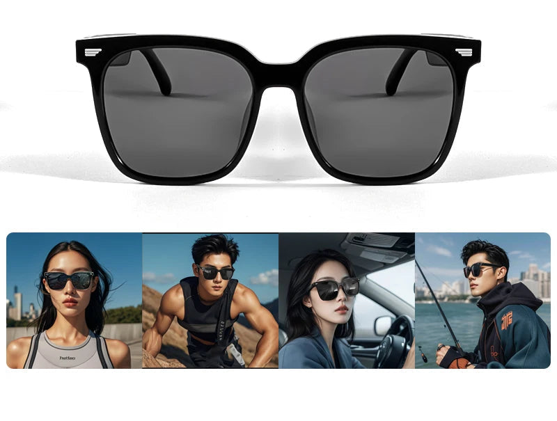 Óculos escuro masculino Bluetooth à prova d’água com proteção UV.