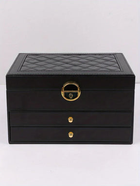 Organizador de joias portátil e elegante com espelho, ideal para viagens e proteção de anéis, brincos, colares e pulseiras