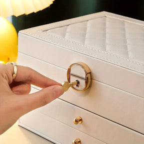 Organizador de joias portátil e elegante com espelho, ideal para viagens e proteção de anéis, brincos, colares e pulseiras