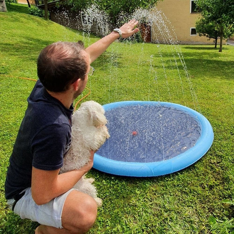 Piscina pet dobrável e resistente, perfeita para cães e gatos.