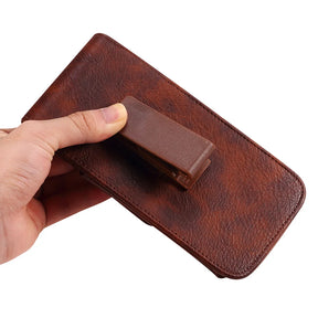 Porta celular de couro para uso na cintura, elegante e resistente.