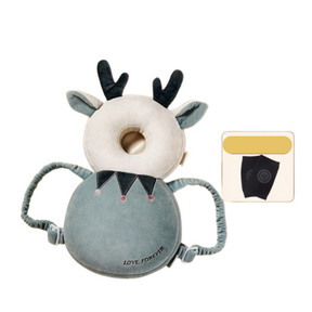 Kit proteção para bebê com almofada de cabeça e joelheiras antiderrapantes.