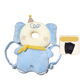 Kit proteção para bebê com almofada de cabeça e joelheiras antiderrapantes.