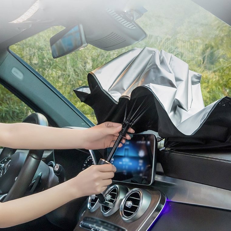 Protetor de vidro de carro contra sol, chuva e sujeira.