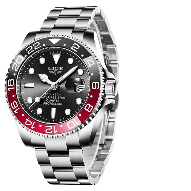 Relógio inteligente em aço moderno, resistente e elegante.