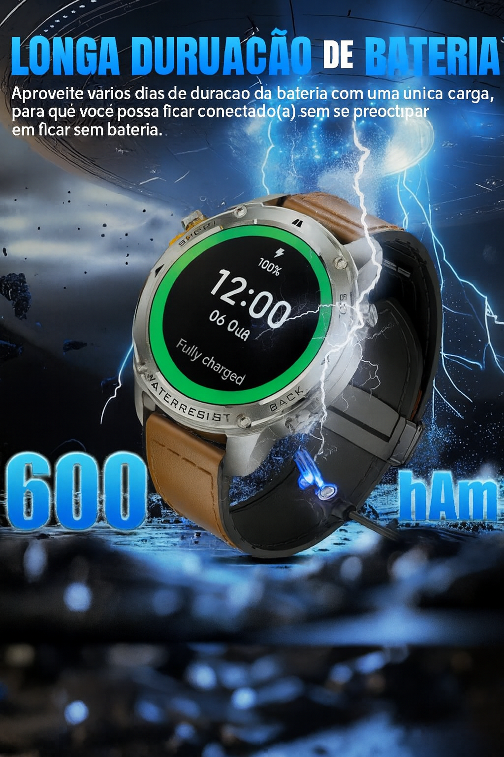 Smartwatch Bluetooth GPS 2025 com monitor cardíaco, chamadas, notificações e rastreamento esportivo, ideal para saúde e desempenho