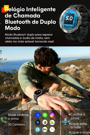 Smartwatch Bluetooth GPS 2025 com monitor cardíaco, chamadas, notificações e rastreamento esportivo, ideal para saúde e desempenho