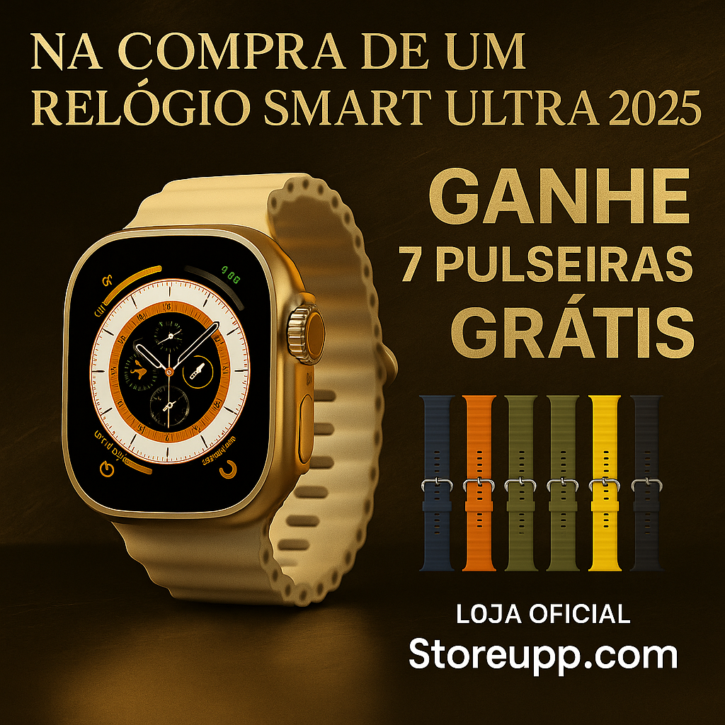 Relógio inteligente Ultra Pro 2025 moderno e multifuncional.