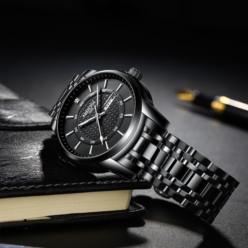 Relógio Nibosi Masculino em aço inoxidável com design elegante, resistente à água e mecanismo de alta precisão.