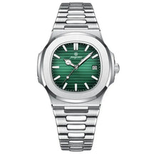Relógio Poedagar Original 2025 com mostrador texturizado, pulseira em aço inox e ponteiros luminosos, unindo luxo e durabilidade.