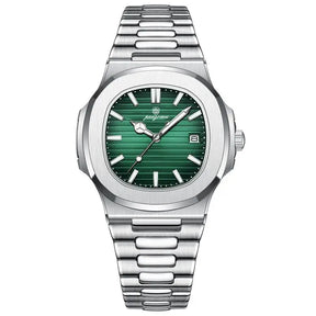 Relógio Poedagar Original 2025 com mostrador texturizado, pulseira em aço inox e ponteiros luminosos, unindo luxo e durabilidade.