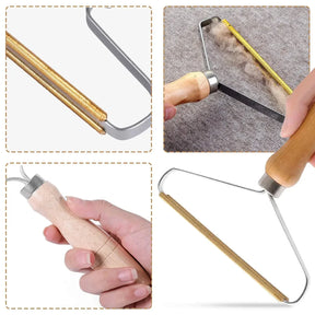Removedor portátil de pelos e fiapos para roupas, sofás e cobertores. Ideal para quem tem pets. Funciona sem bateria e é fácil de usar.